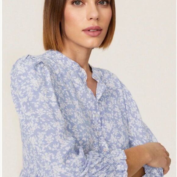 Isabella Oliver Maternity purple and white floral babydoll top size 4 - Picture 4 of 8